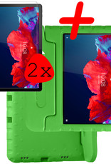 BASEY. Hoesje Geschikt voor Lenovo Tab P11 Plus Hoesje Kinder Hoes Shockproof Kinderhoes Met 2x Screenprotector - Kindvriendelijk Hoesje Geschikt voor Lenovo Tab P11 Plus Hoes Kids Case - Groen