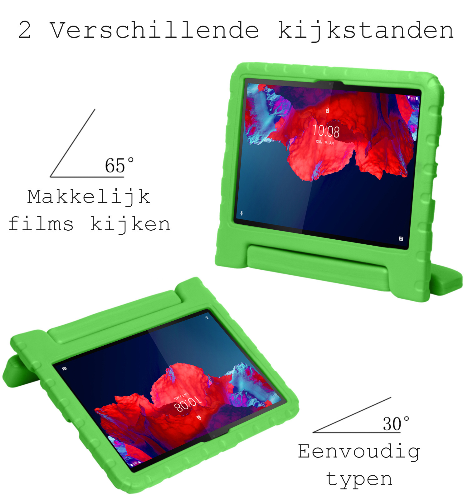 BASEY. Hoesje Geschikt voor Lenovo Tab P11 Plus Hoesje Kinder Hoes Shockproof Kinderhoes Met 2x Screenprotector - Kindvriendelijk Hoesje Geschikt voor Lenovo Tab P11 Plus Hoes Kids Case - Groen