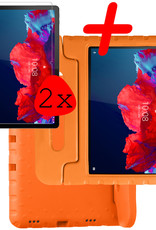 BASEY. Hoesje Geschikt voor Lenovo Tab P11 Plus Hoesje Kinder Hoes Shockproof Kinderhoes Met 2x Screenprotector - Kindvriendelijk Hoesje Geschikt voor Lenovo Tab P11 Plus Hoes Kids Case - Oranje