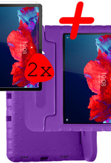 BASEY. Hoesje Geschikt voor Lenovo Tab P11 Plus Hoesje Kinder Hoes Shockproof Kinderhoes Met 2x Screenprotector - Kindvriendelijk Hoesje Geschikt voor Lenovo Tab P11 Plus Hoes Kids Case - Paars