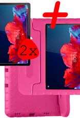 BASEY. Hoesje Geschikt voor Lenovo Tab P11 Plus Hoesje Kinder Hoes Shockproof Kinderhoes Met 2x Screenprotector - Kindvriendelijk Hoesje Geschikt voor Lenovo Tab P11 Plus Hoes Kids Case - Roze