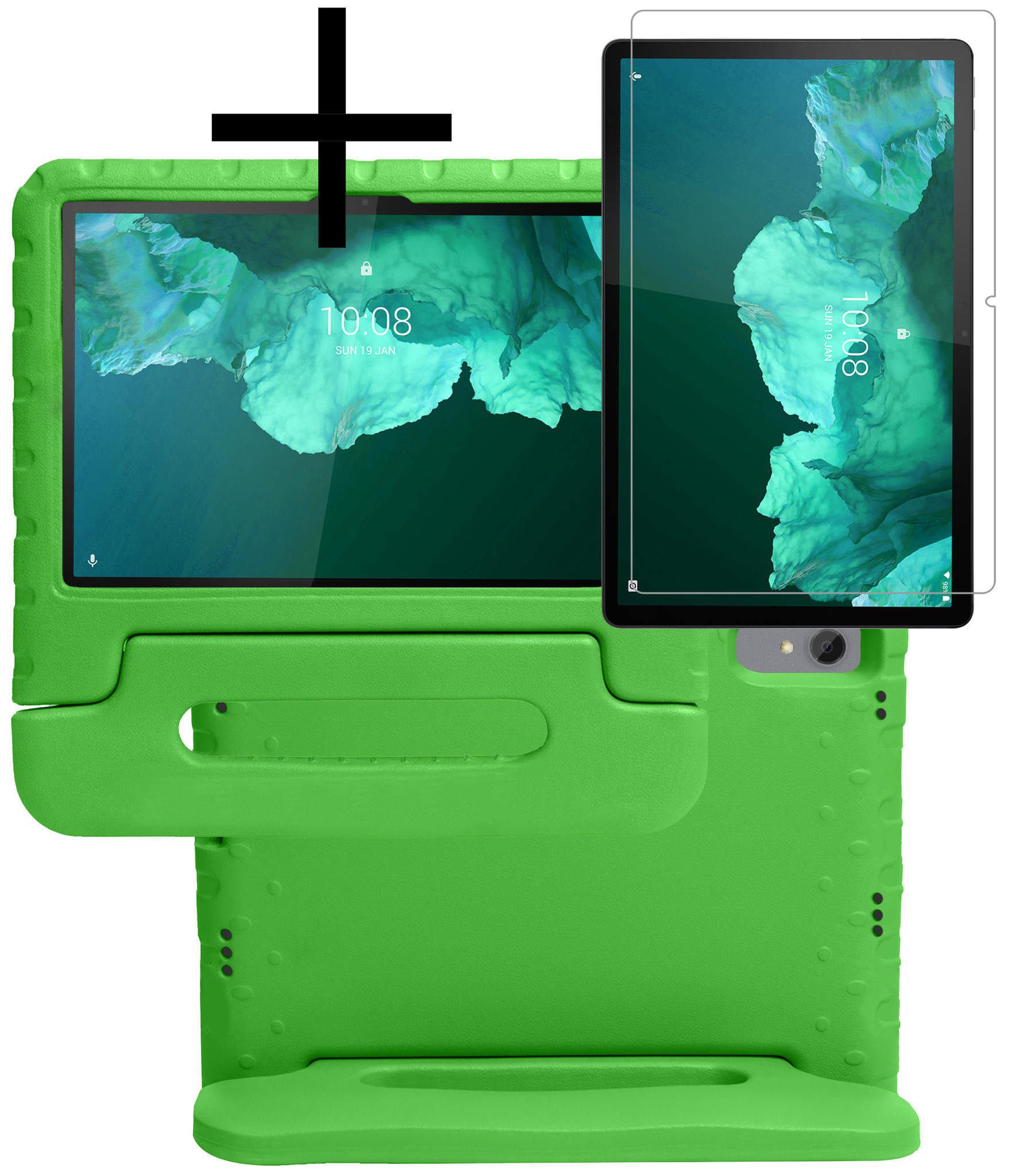 NoXx Hoesje Geschikt voor Lenovo Tab P11 Plus Hoesje Kinderhoes Shockproof Hoes Kids Case Met Screenprotector - Groen