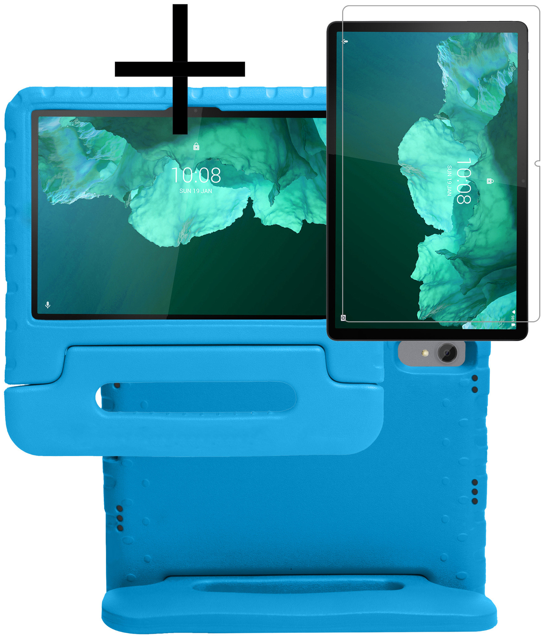 NoXx Hoesje Geschikt voor Lenovo Tab P11 Plus Hoesje Kinderhoes Shockproof Hoes Kids Case Met Screenprotector - Blauw