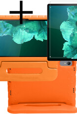 NoXx Hoesje Geschikt voor Lenovo Tab P11 Plus Hoesje Kinderhoes Shockproof Hoes Kids Case Met Screenprotector - Oranje