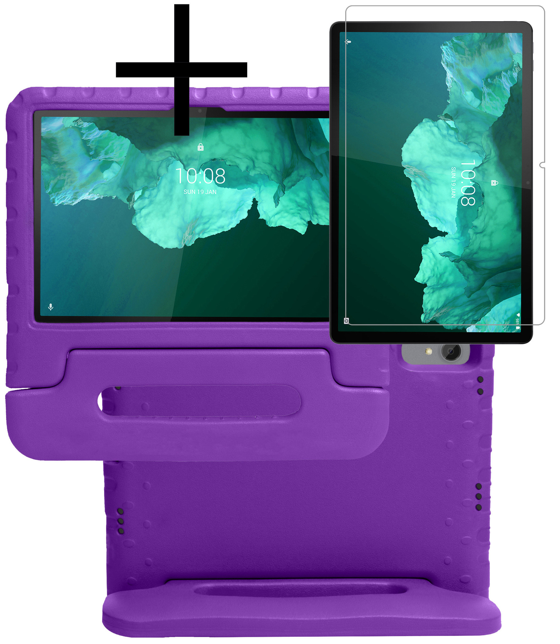 NoXx Hoesje Geschikt voor Lenovo Tab P11 Plus Hoesje Kinderhoes Shockproof Hoes Kids Case Met Screenprotector - Paars