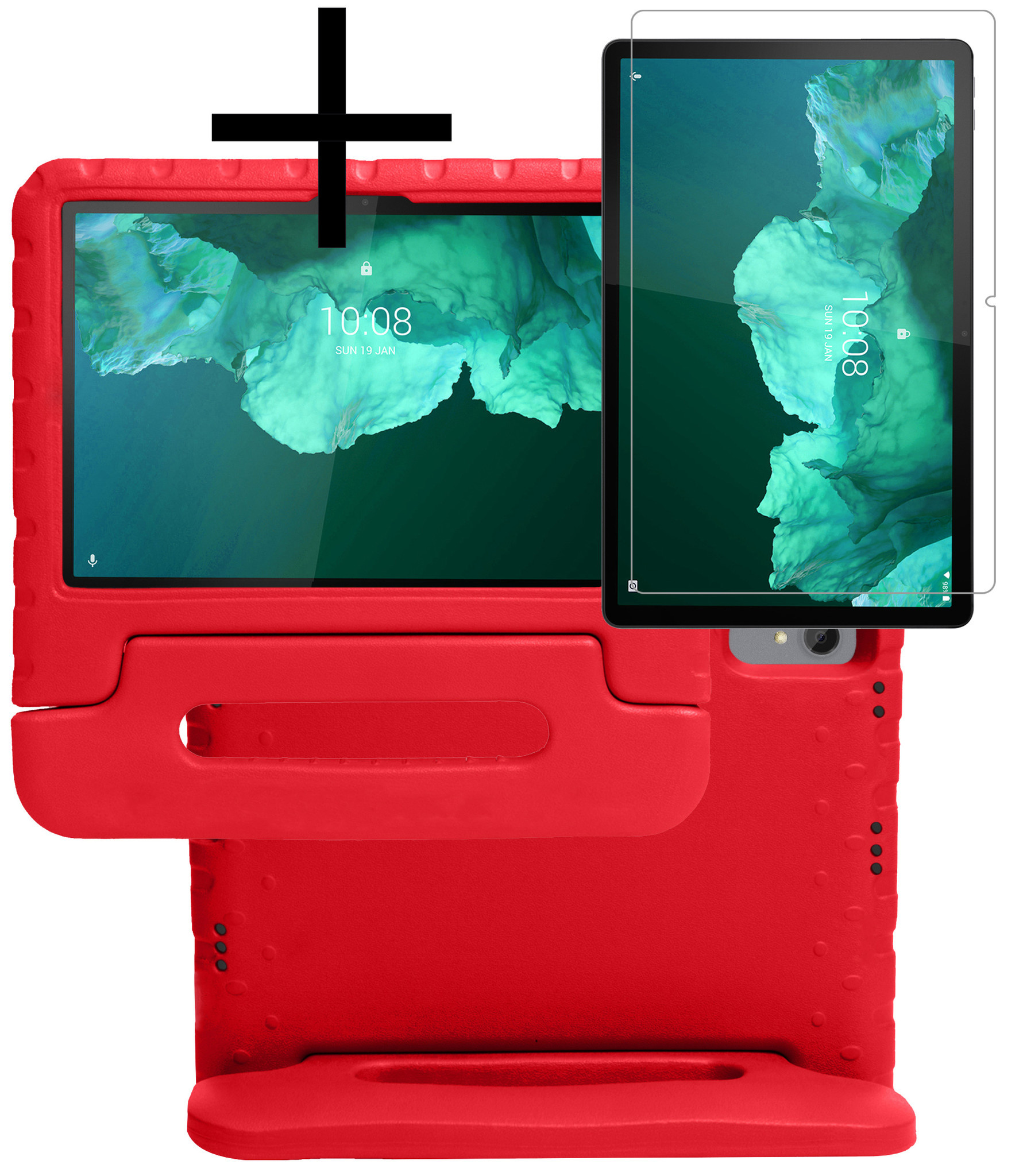NoXx Lenovo Tab P11 Plus Hoesje Kinderhoes Shockproof Cover Case Met Screenprotector - Rood