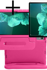 NoXx Hoesje Geschikt voor Lenovo Tab P11 Plus Hoesje Kinderhoes Shockproof Hoes Kids Case Met Screenprotector - Roze