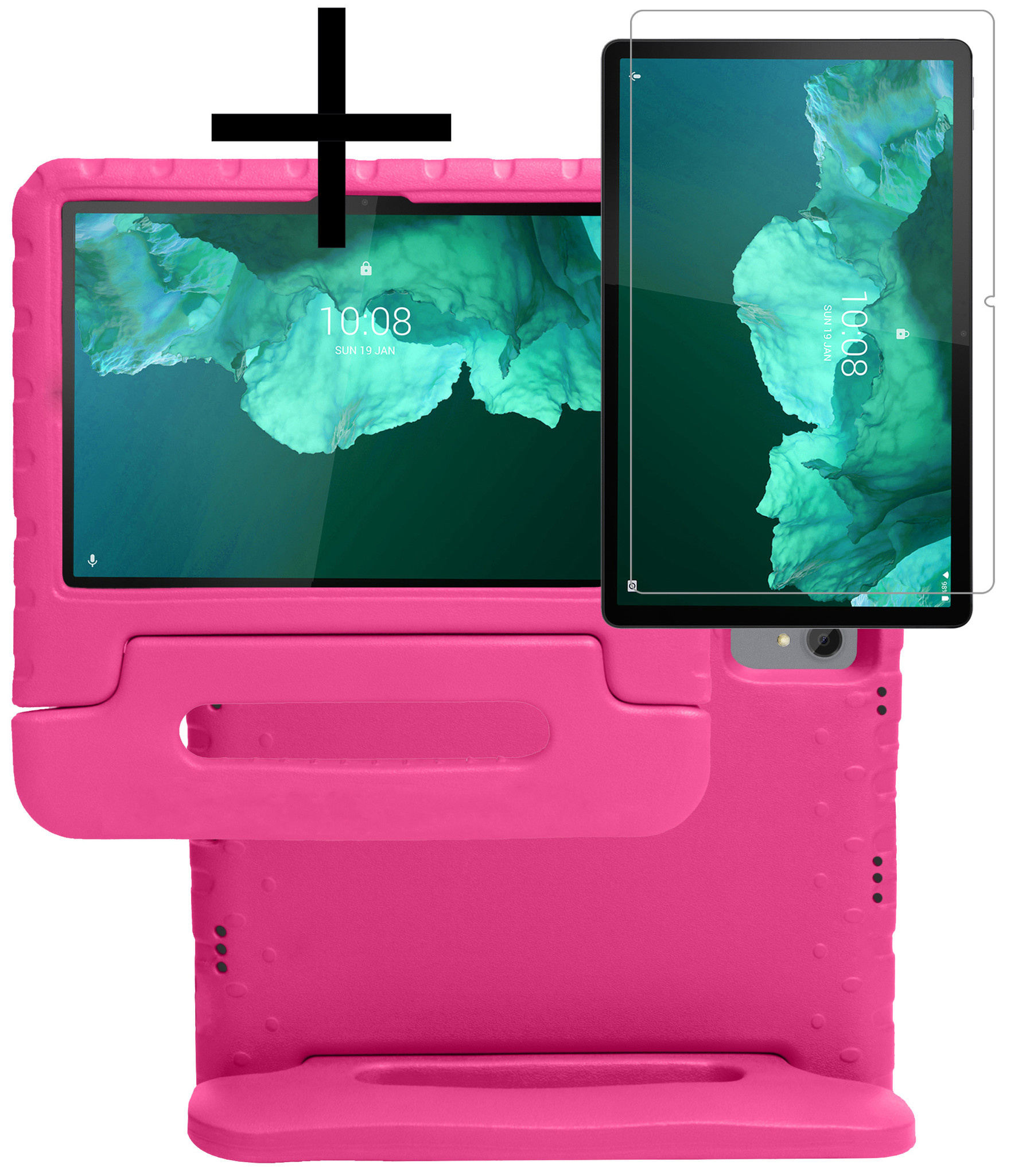 NoXx Hoesje Geschikt voor Lenovo Tab P11 Plus Hoesje Kinderhoes Shockproof Hoes Kids Case Met Screenprotector - Roze