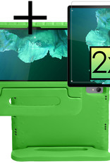 NoXx Lenovo Tab P11 Plus Hoesje Kinderhoes Shockproof Cover Case Met 2x Screenprotector - Groen