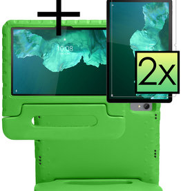 NoXx NoXx Lenovo Tab P11 Plus Kinderhoes Met 2x Screenprotector - Groen