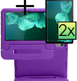NoXx NoXx Lenovo Tab P11 Plus Kinderhoes Met 2x Screenprotector - Paars