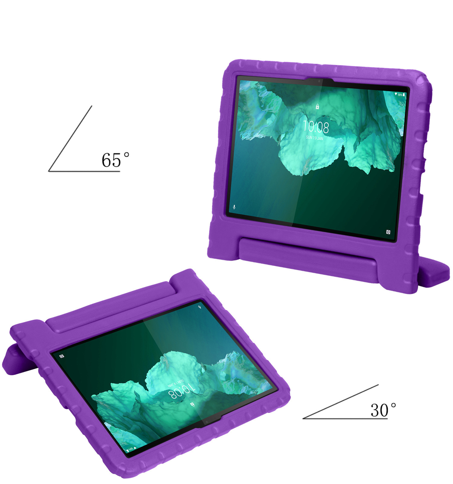 NoXx Hoesje Geschikt voor Lenovo Tab P11 Plus Hoesje Kinderhoes Shockproof Hoes Kids Case Met 2x Screenprotector - Paars