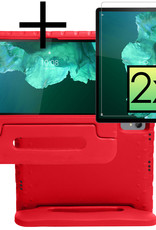 NoXx Hoesje Geschikt voor Lenovo Tab P11 Plus Hoesje Kinderhoes Shockproof Hoes Kids Case Met 2x Screenprotector - Rood