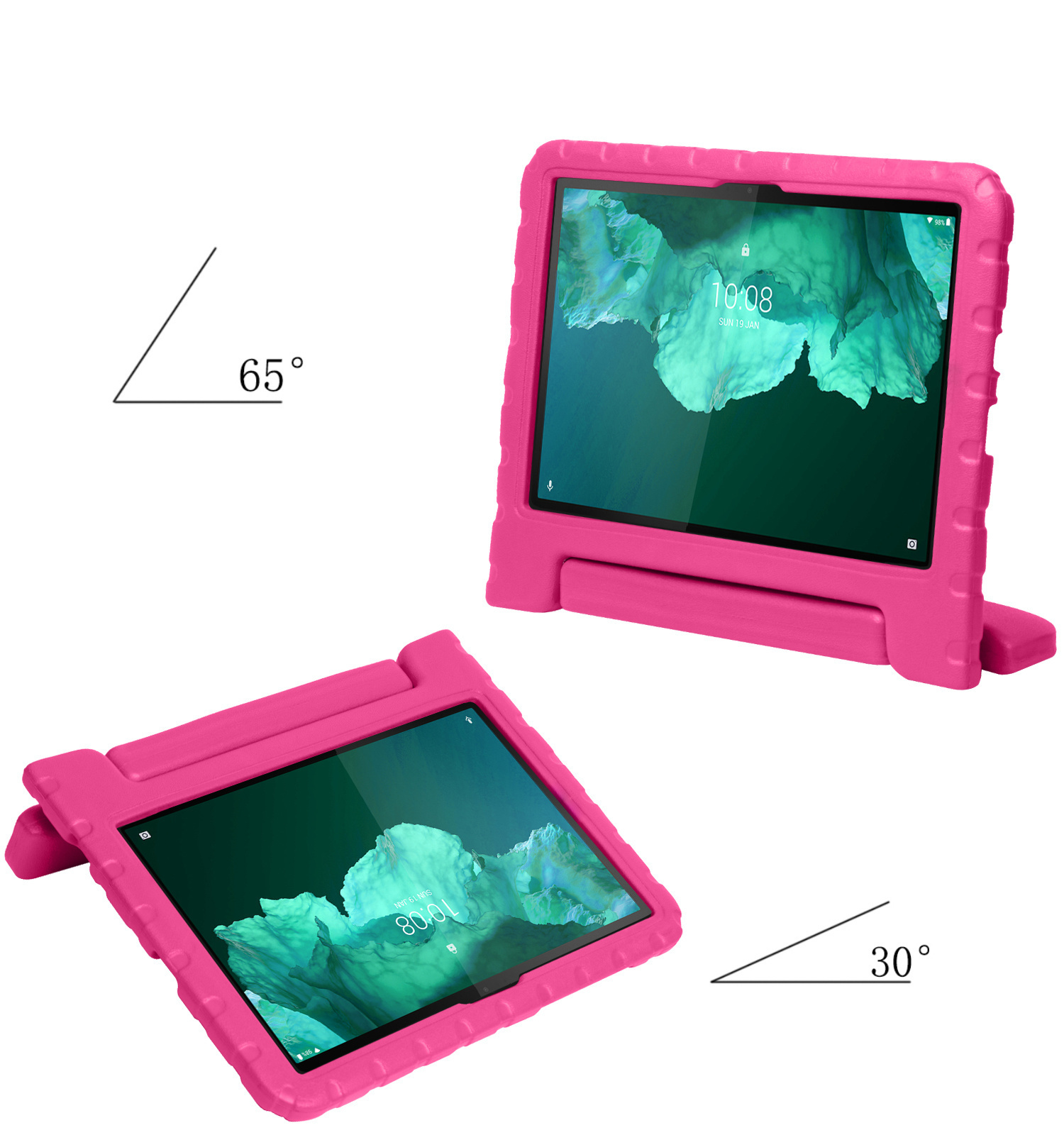 NoXx Hoesje Geschikt voor Lenovo Tab P11 Plus Hoesje Kinderhoes Shockproof Hoes Kids Case Met 2x Screenprotector - Roze
