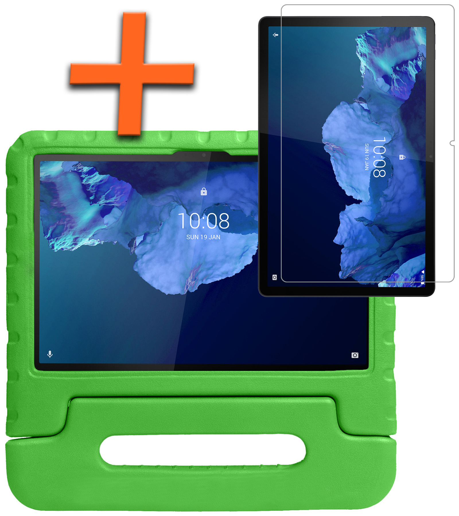 Nomfy Hoes Geschikt voor Lenovo Tab P11 Plus Hoes Bumper Kindvriendelijk Kids Case Kinderhoes Met Screenprotector - Hoesje Geschikt voor Lenovo Tab P11 Plus Hoesje Shockproof Cover Hoes - Groen