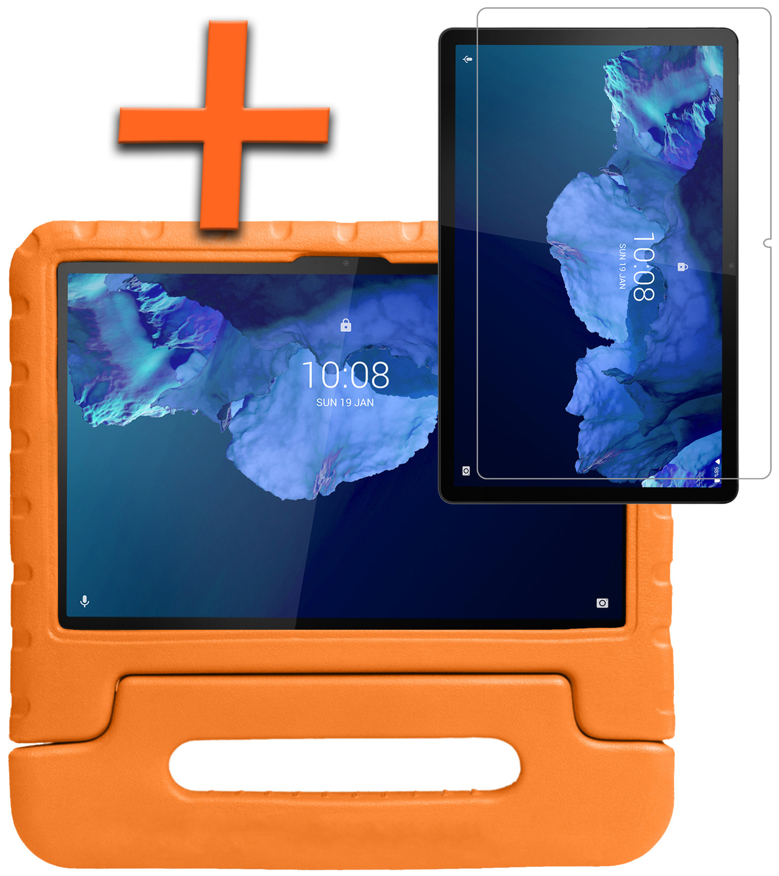 Nomfy Hoes Geschikt voor Lenovo Tab P11 Plus Hoes Bumper Kindvriendelijk Kids Case Kinderhoes Met Screenprotector - Hoesje Geschikt voor Lenovo Tab P11 Plus Hoesje Shockproof Cover Hoes - Oranje