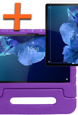 Nomfy Hoes Geschikt voor Lenovo Tab P11 Plus Hoes Bumper Kindvriendelijk Kids Case Kinderhoes Met Screenprotector - Hoesje Geschikt voor Lenovo Tab P11 Plus Hoesje Shockproof Cover Hoes - Paars