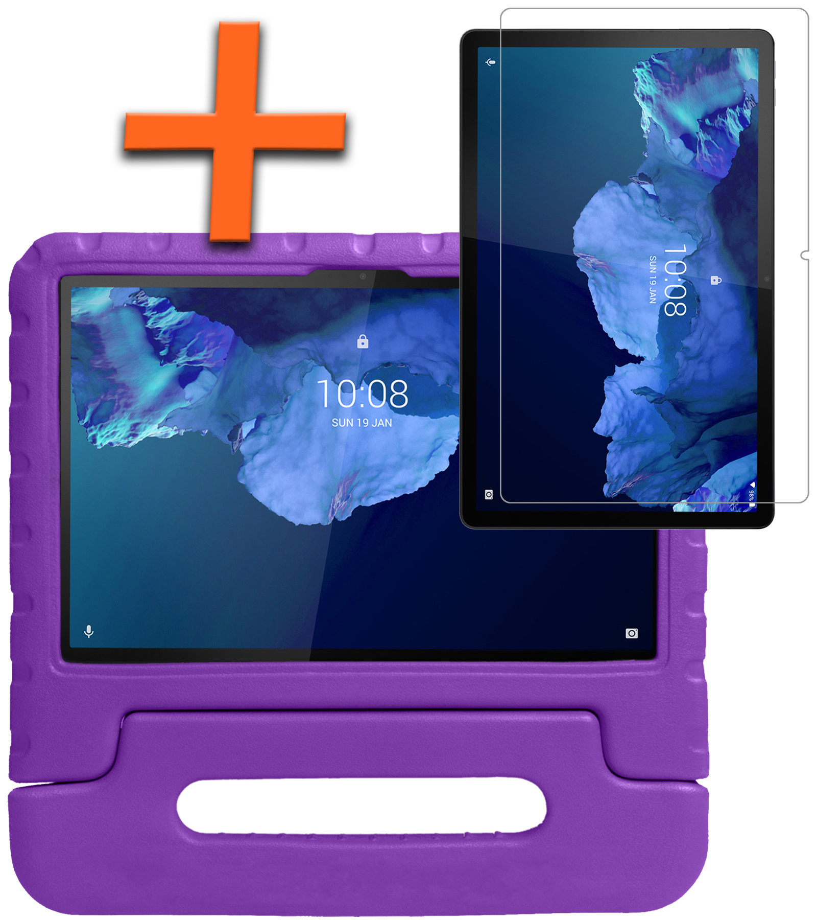 Nomfy Hoes Geschikt voor Lenovo Tab P11 Plus Hoes Bumper Kindvriendelijk Kids Case Kinderhoes Met Screenprotector - Hoesje Geschikt voor Lenovo Tab P11 Plus Hoesje Shockproof Cover Hoes - Paars