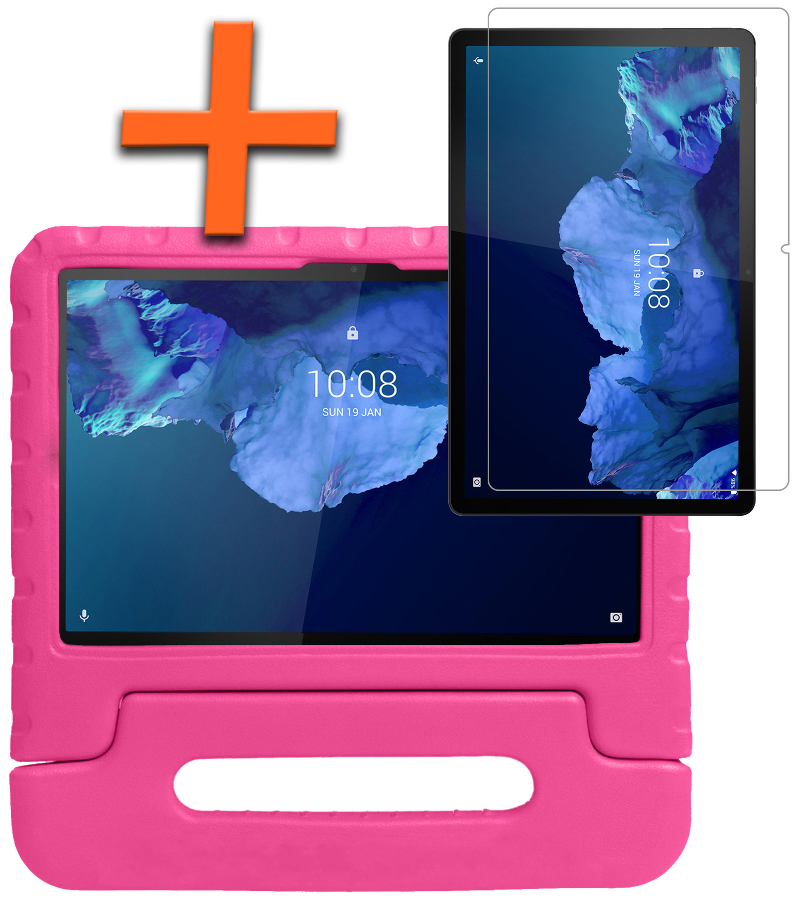 Nomfy Lenovo Tab P11 Plus Hoes Bumper Kindvriendelijk Kids Case Met Screenprotector - Lenovo P11 Plus Hoesje Shockproof Cover Hoes - Roze