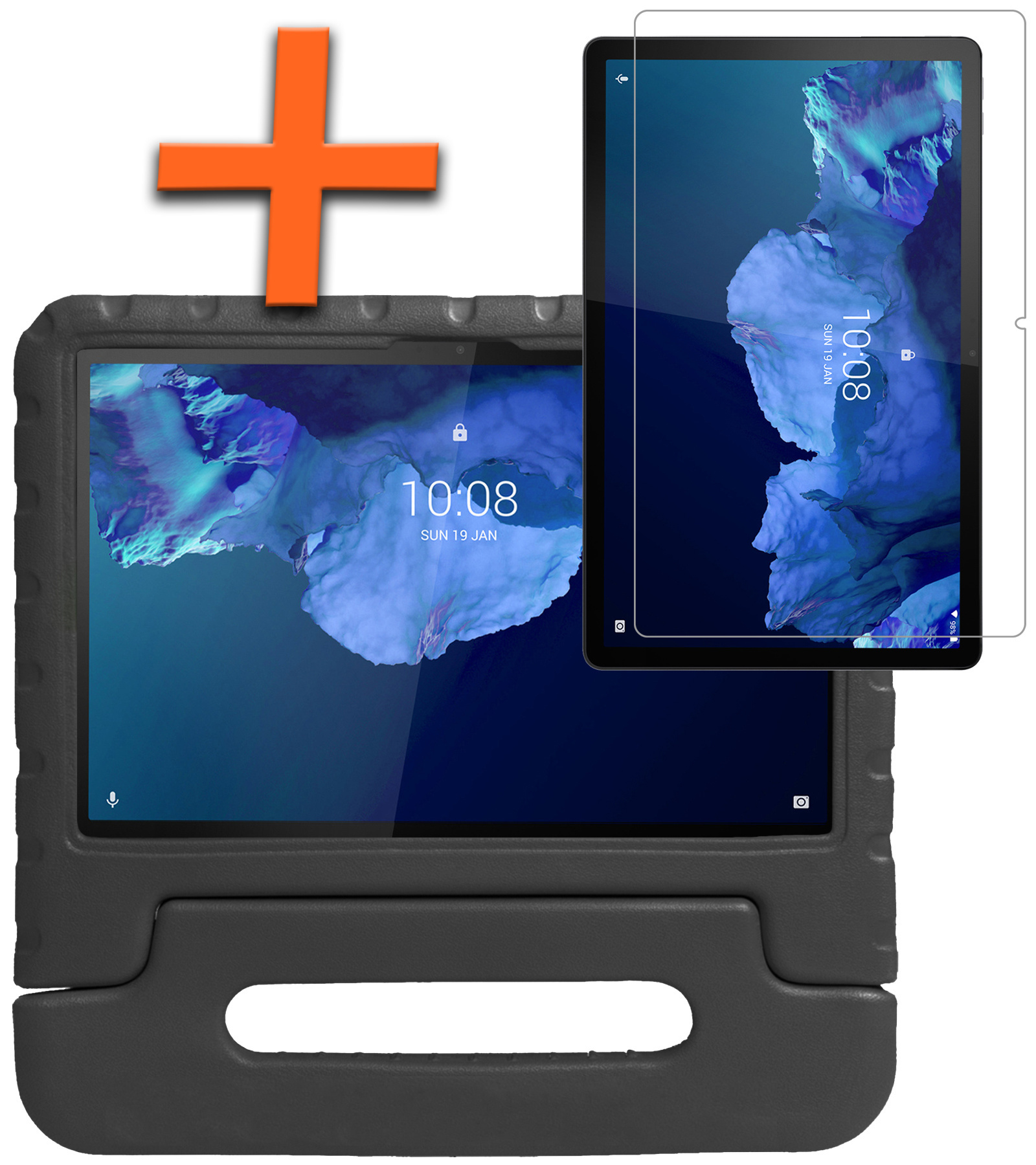 Nomfy Lenovo Tab P11 Plus Hoes Bumper Kindvriendelijk Kids Case Met Screenprotector - Lenovo P11 Plus Hoesje Shockproof Cover Hoes - Zwart