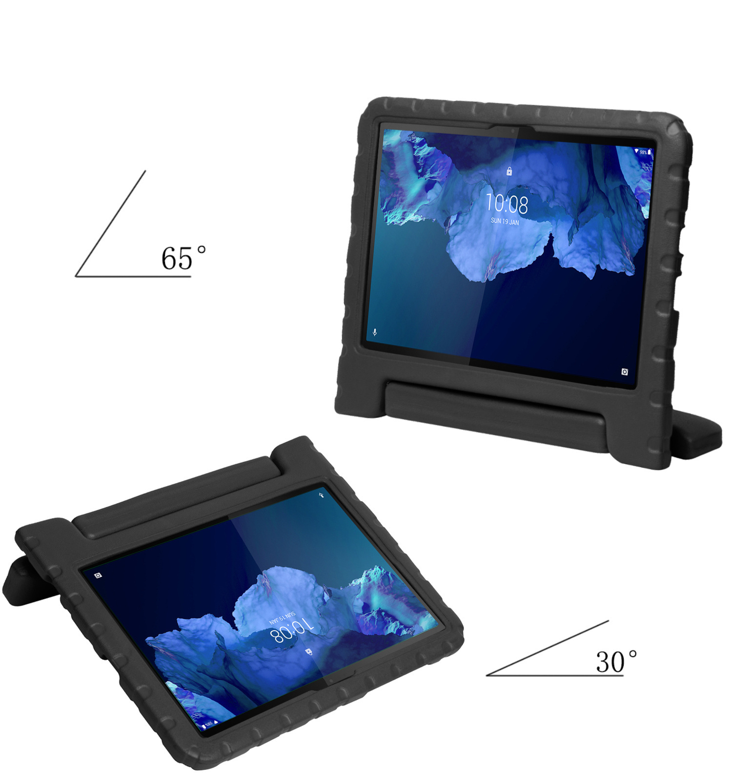 Nomfy Hoes Geschikt voor Lenovo Tab P11 Plus Hoes Bumper Kindvriendelijk Kids Case Kinderhoes Met Screenprotector - Hoesje Geschikt voor Lenovo Tab P11 Plus Hoesje Shockproof Cover Hoes - Zwart
