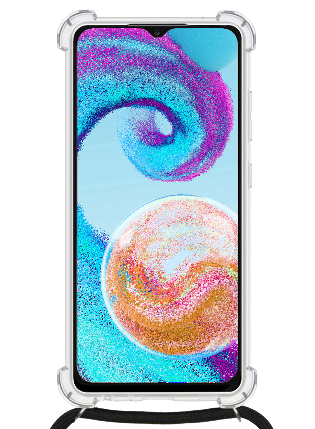 Nomfy Hoesje Geschikt voor Samsung A04s Hoesje Shock Proof Transparant Met Telefoonketting Case Shock Koord - Hoesje Geschikt voor Samsung Galaxy A04s Shock Proof Case Met Koord - Transparant
