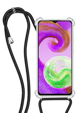 NoXx Hoes Geschikt voor Samsung A04s Hoesje Transparant Met Telefoonkoord Cover Shock Proof Case Koord Hoes