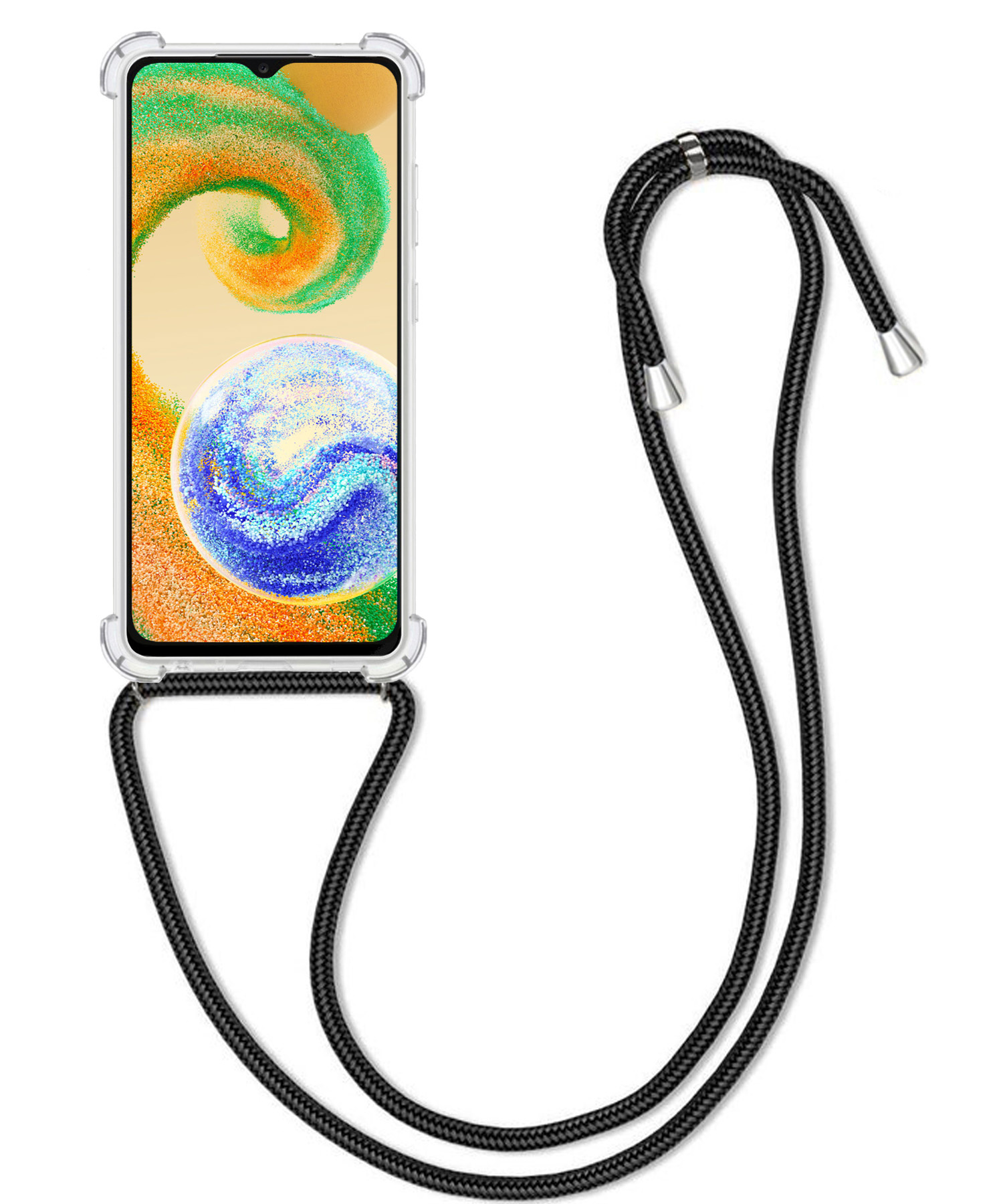 BASEY. Hoes Geschikt voor Samsung A04s Hoesje Shock Proof Case Met Koord Shock Hoes Met Koord - Hoesje Geschikt voor Samsung Galaxy A04s Hoes Cover Met Koord - Transparant