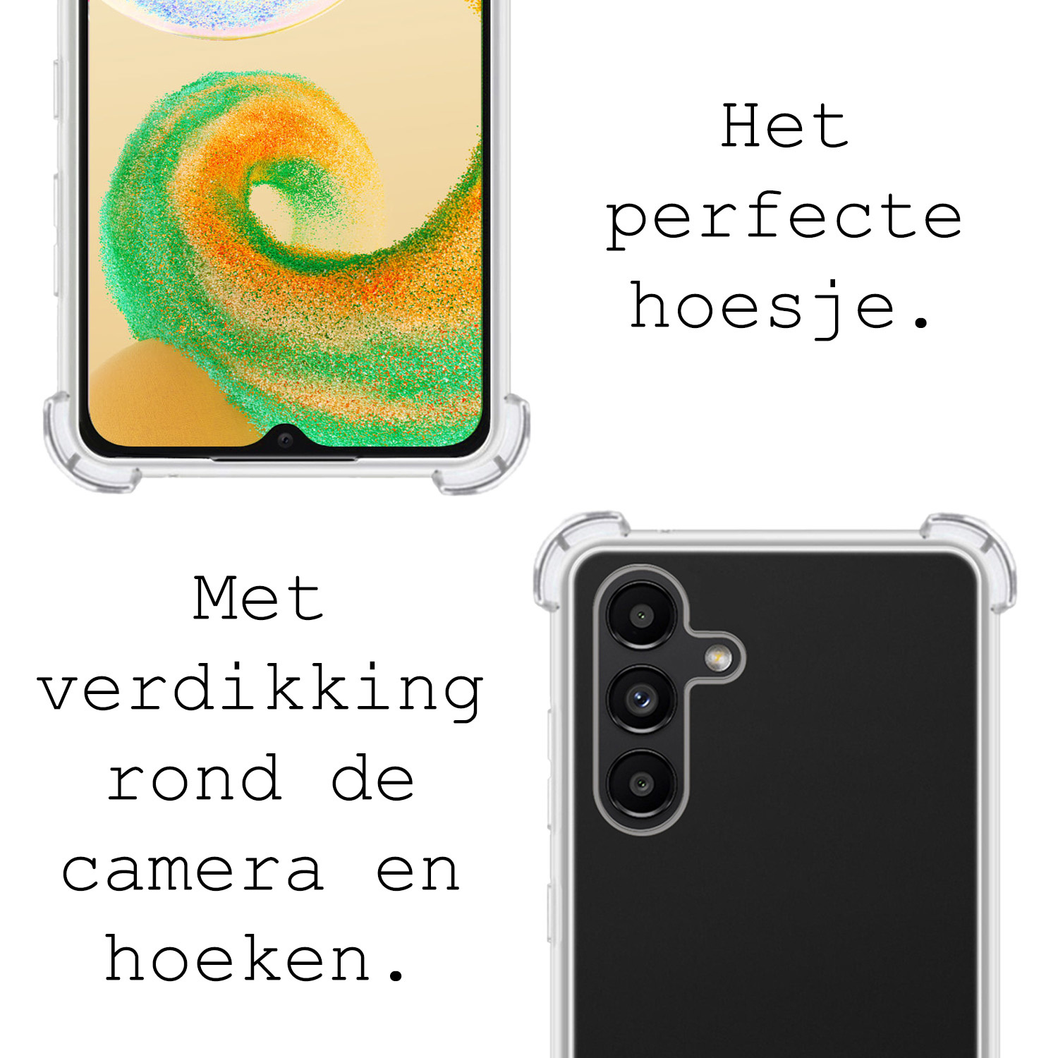 BASEY. Hoes Geschikt voor Samsung A04s Hoesje Shock Proof Case Met Koord Shock Hoes Met Koord - Hoesje Geschikt voor Samsung Galaxy A04s Hoes Cover Met Koord - Transparant
