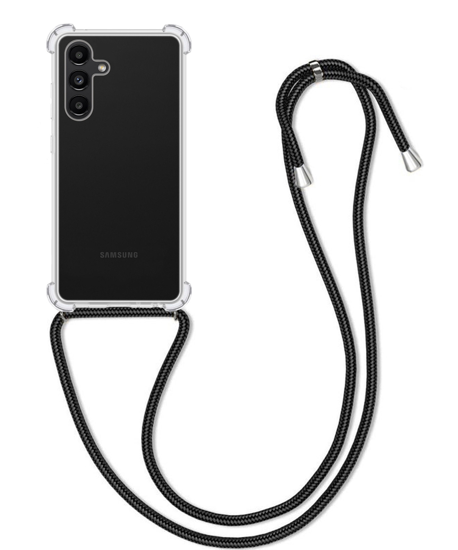 BASEY. Hoes Geschikt voor Samsung A04s Hoesje Shock Proof Case Met Koord Shock Hoes Met Koord - Hoesje Geschikt voor Samsung Galaxy A04s Hoes Cover Met Koord - Transparant
