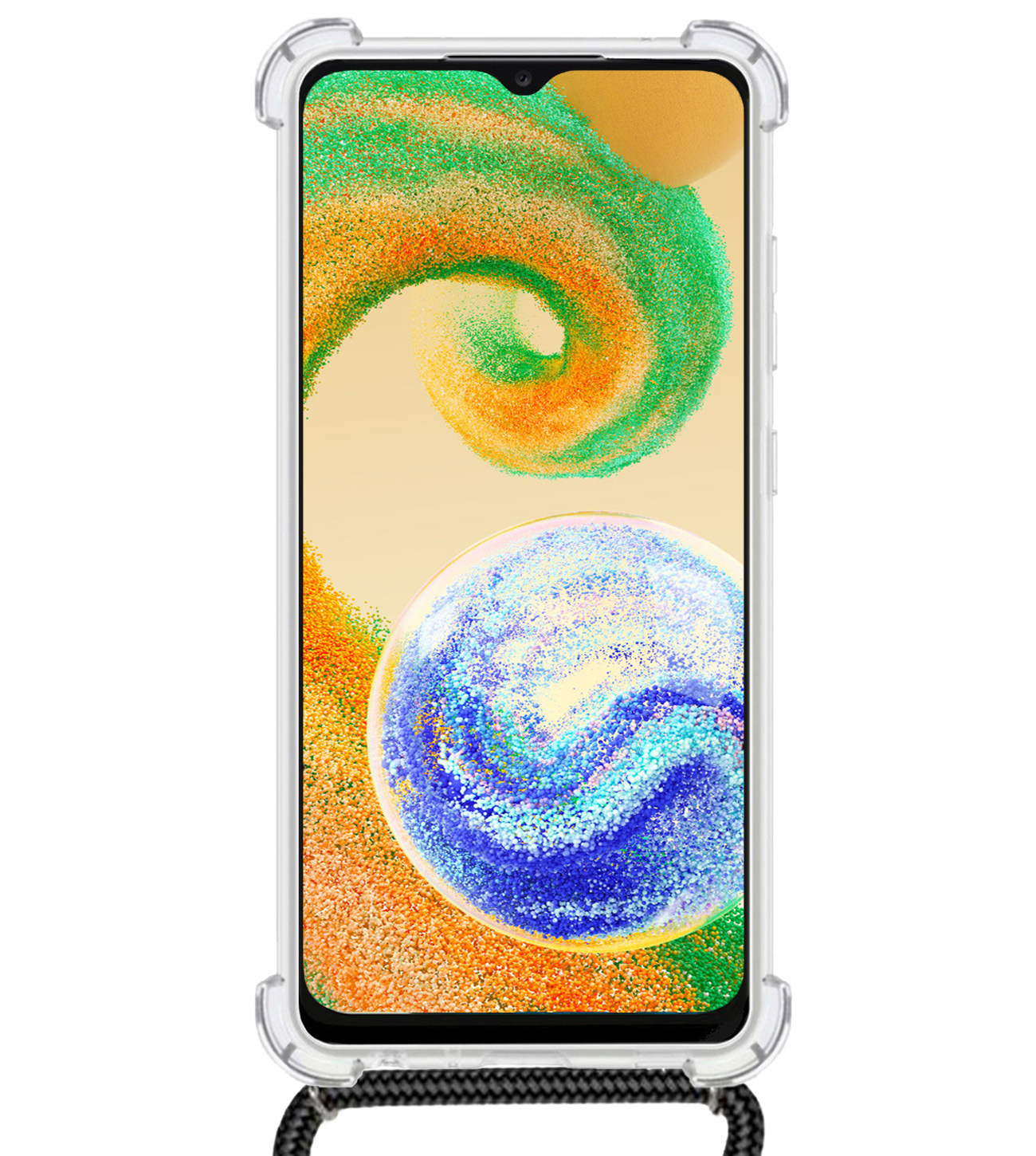 BASEY. Hoes Geschikt voor Samsung A04s Hoesje Shock Proof Case Met Koord Shock Hoes Met Koord - Hoesje Geschikt voor Samsung Galaxy A04s Hoes Cover Met Koord - Transparant