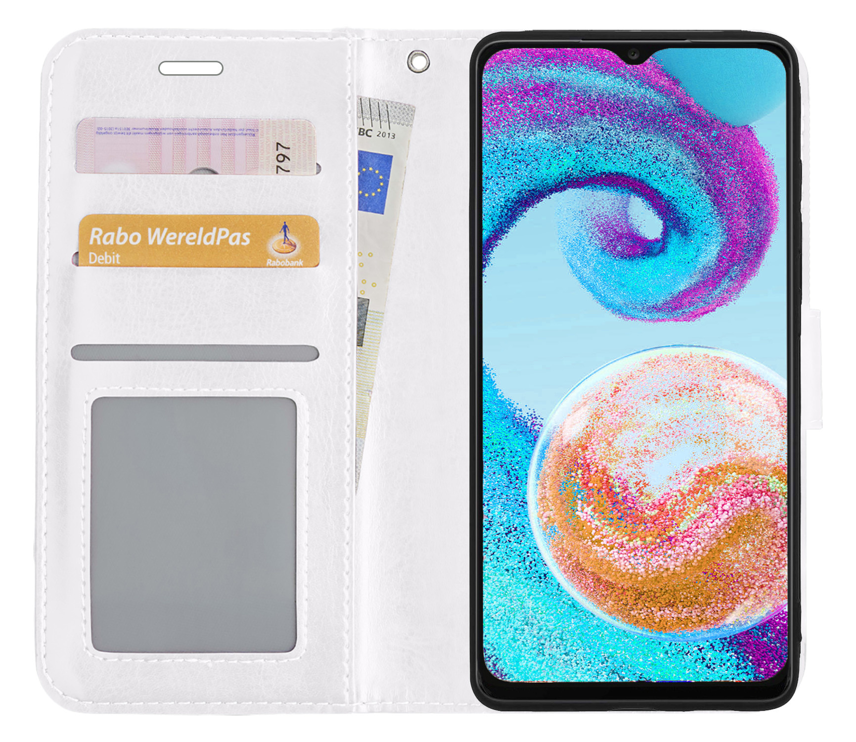 Nomfy Hoesje Geschikt voor Samsung A04s Hoes Bookcase Flipcase Book Cover - Hoes Geschikt voor Samsung Galaxy A04s Hoesje Book Case - Wit