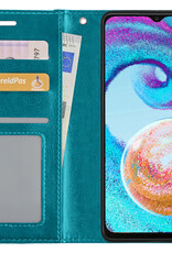 Nomfy Hoesje Geschikt voor Samsung A04s Hoes Bookcase Flipcase Book Cover - Hoes Geschikt voor Samsung Galaxy A04s Hoesje Book Case - Turquoise