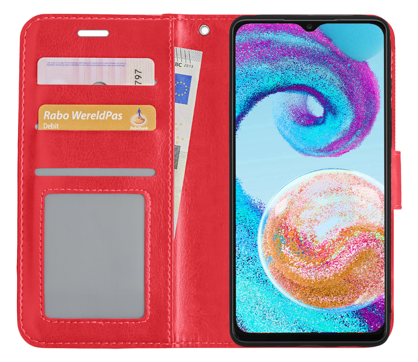 Nomfy Hoesje Geschikt voor Samsung A04s Hoes Bookcase Flipcase Book Cover - Hoes Geschikt voor Samsung Galaxy A04s Hoesje Book Case - Rood