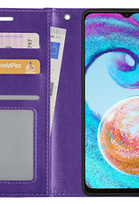 Nomfy Hoesje Geschikt voor Samsung A04s Hoes Bookcase Flipcase Book Cover - Hoes Geschikt voor Samsung Galaxy A04s Hoesje Book Case - Paars