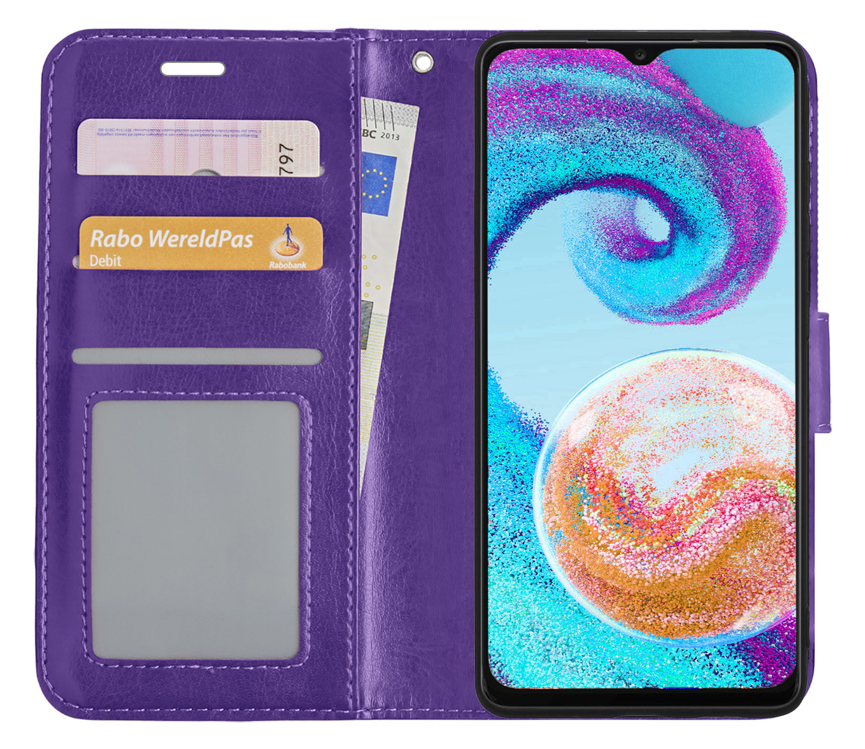 Nomfy Hoesje Geschikt voor Samsung A04s Hoes Bookcase Flipcase Book Cover - Hoes Geschikt voor Samsung Galaxy A04s Hoesje Book Case - Paars