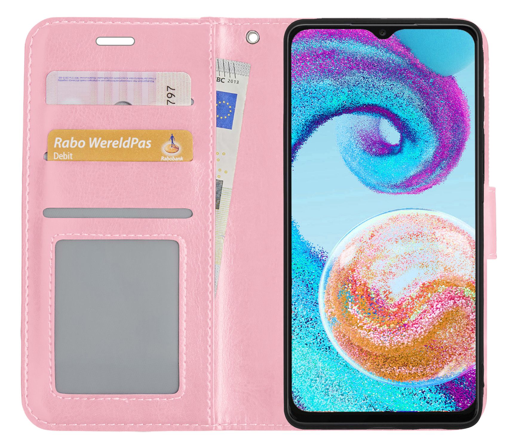 Nomfy Hoesje Geschikt voor Samsung A04s Hoes Bookcase Flipcase Book Cover - Hoes Geschikt voor Samsung Galaxy A04s Hoesje Book Case - Lichtroze