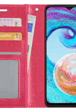Nomfy Hoesje Geschikt voor Samsung A04s Hoes Bookcase Flipcase Book Cover - Hoes Geschikt voor Samsung Galaxy A04s Hoesje Book Case - Donkerroze