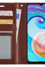 Nomfy Hoesje Geschikt voor Samsung A04s Hoes Bookcase Flipcase Book Cover - Hoes Geschikt voor Samsung Galaxy A04s Hoesje Book Case - Bruin