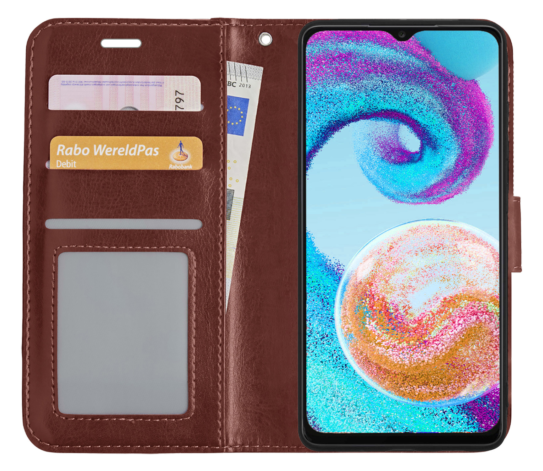 Nomfy Hoesje Geschikt voor Samsung A04s Hoes Bookcase Flipcase Book Cover - Hoes Geschikt voor Samsung Galaxy A04s Hoesje Book Case - Bruin