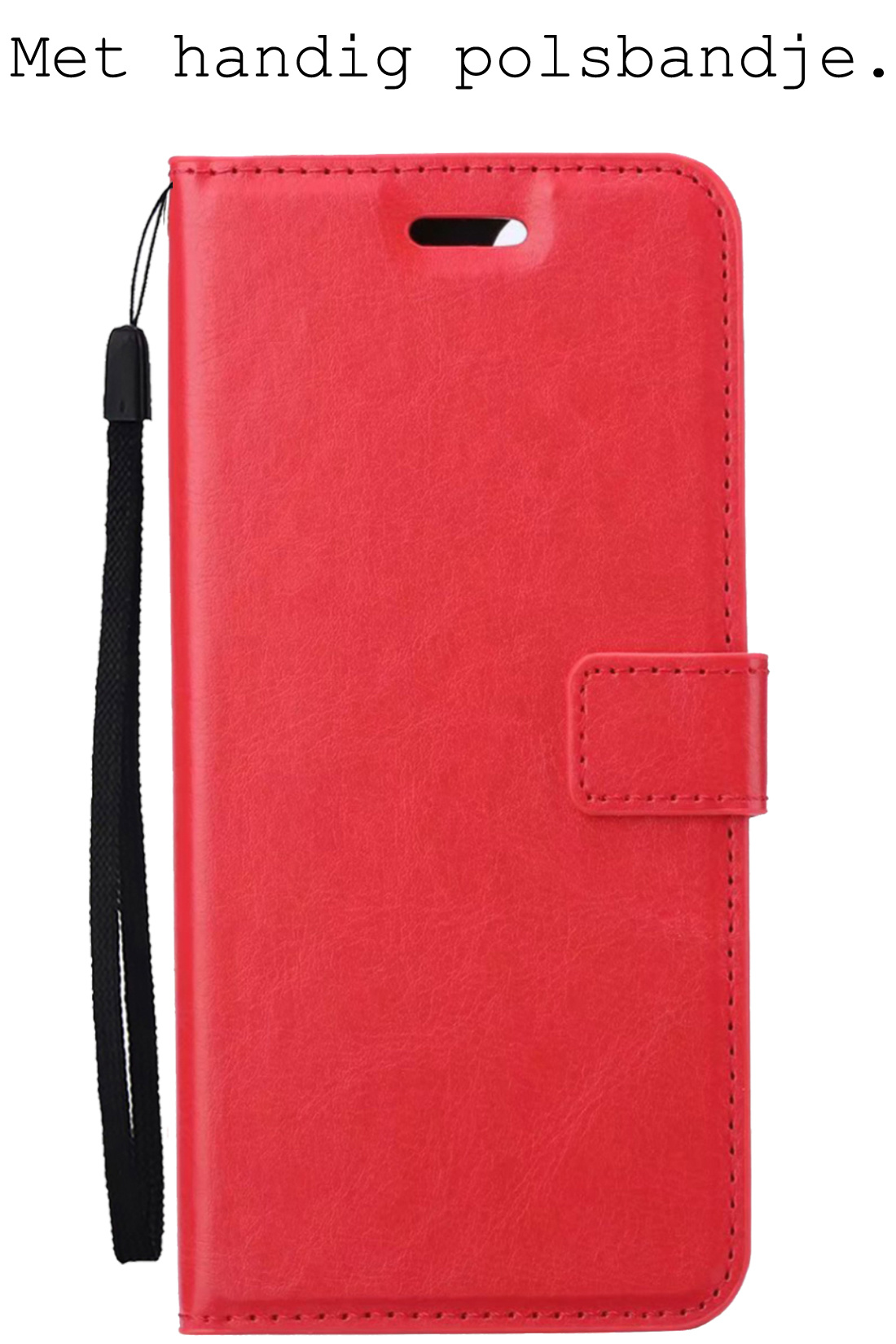 BASEY. Hoes Geschikt voor Samsung A04s Hoesje Bookcase Hoes Flip Case Book Cover - Hoesje Geschikt voor Samsung Galaxy A04s Hoes Book Case Hoesje - Rood