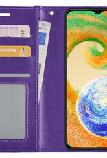 BASEY. Hoes Geschikt voor Samsung A04s Hoesje Bookcase Hoes Flip Case Book Cover - Hoesje Geschikt voor Samsung Galaxy A04s Hoes Book Case Hoesje - Paars