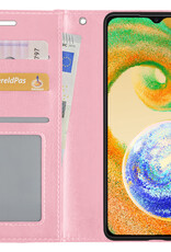 BASEY. Hoes Geschikt voor Samsung A04s Hoesje Bookcase Hoes Flip Case Book Cover - Hoesje Geschikt voor Samsung Galaxy A04s Hoes Book Case Hoesje - Lichtroze