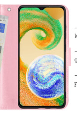 BASEY. Hoes Geschikt voor Samsung A04s Hoesje Bookcase Hoes Flip Case Book Cover - Hoesje Geschikt voor Samsung Galaxy A04s Hoes Book Case Hoesje - Lichtroze
