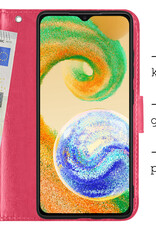 BASEY. Hoes Geschikt voor Samsung A04s Hoesje Bookcase Hoes Flip Case Book Cover - Hoesje Geschikt voor Samsung Galaxy A04s Hoes Book Case Hoesje - Donkerroze