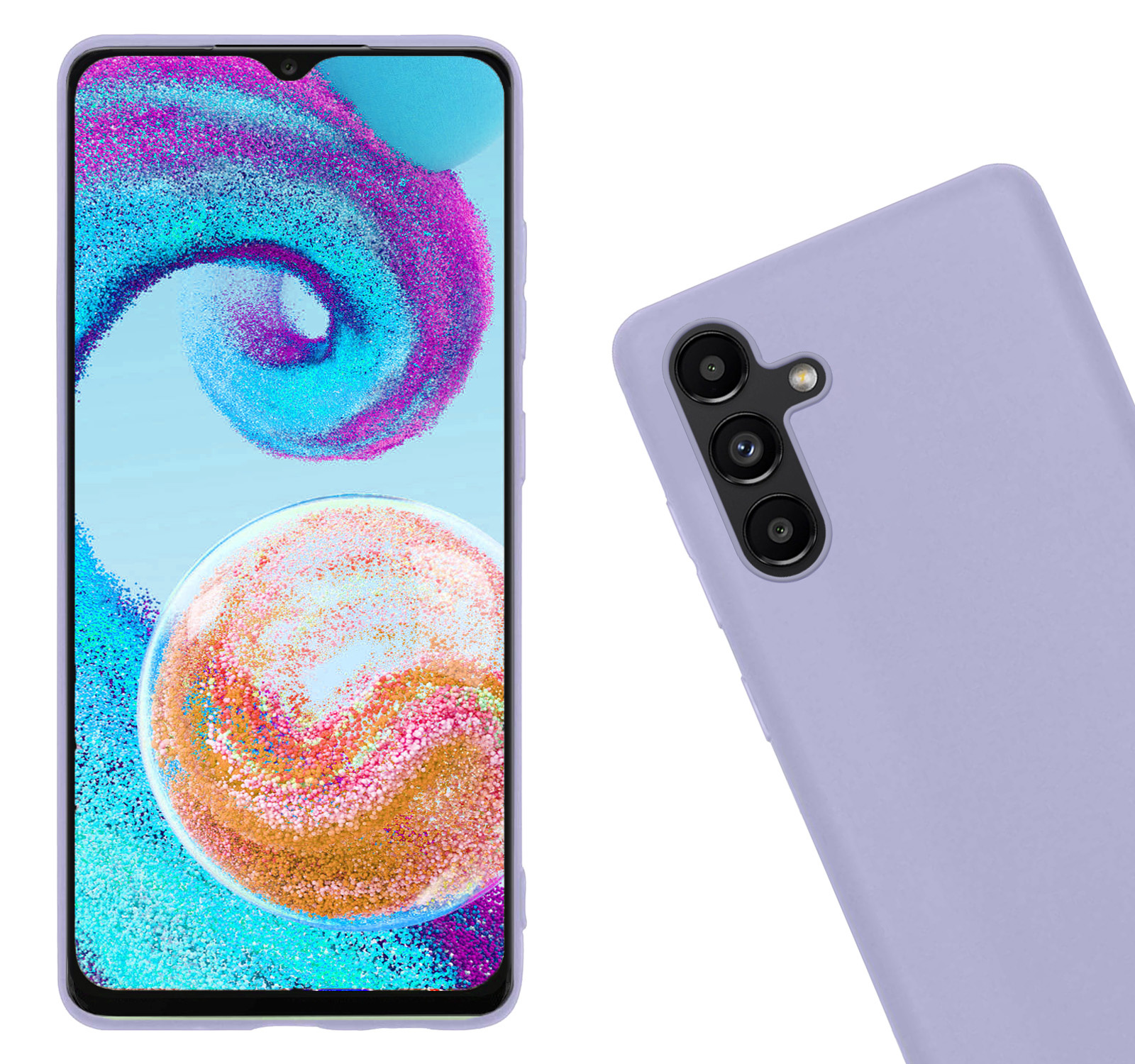 Nomfy Hoesje Geschikt voor Samsung A04s Hoesje Siliconen Cover Case - Hoes Geschikt voor Samsung Galaxy A04s Hoes Back Case - 2-PACK - Lila
