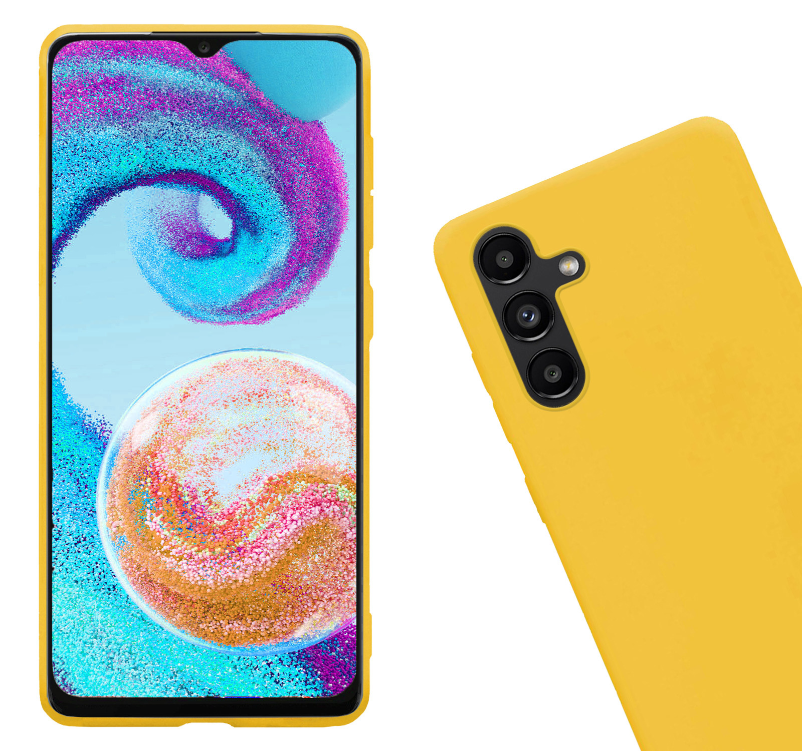 Nomfy Hoesje Geschikt voor Samsung A04s Hoesje Siliconen Cover Case - Hoes Geschikt voor Samsung Galaxy A04s Hoes Back Case - 2-PACK - Geel