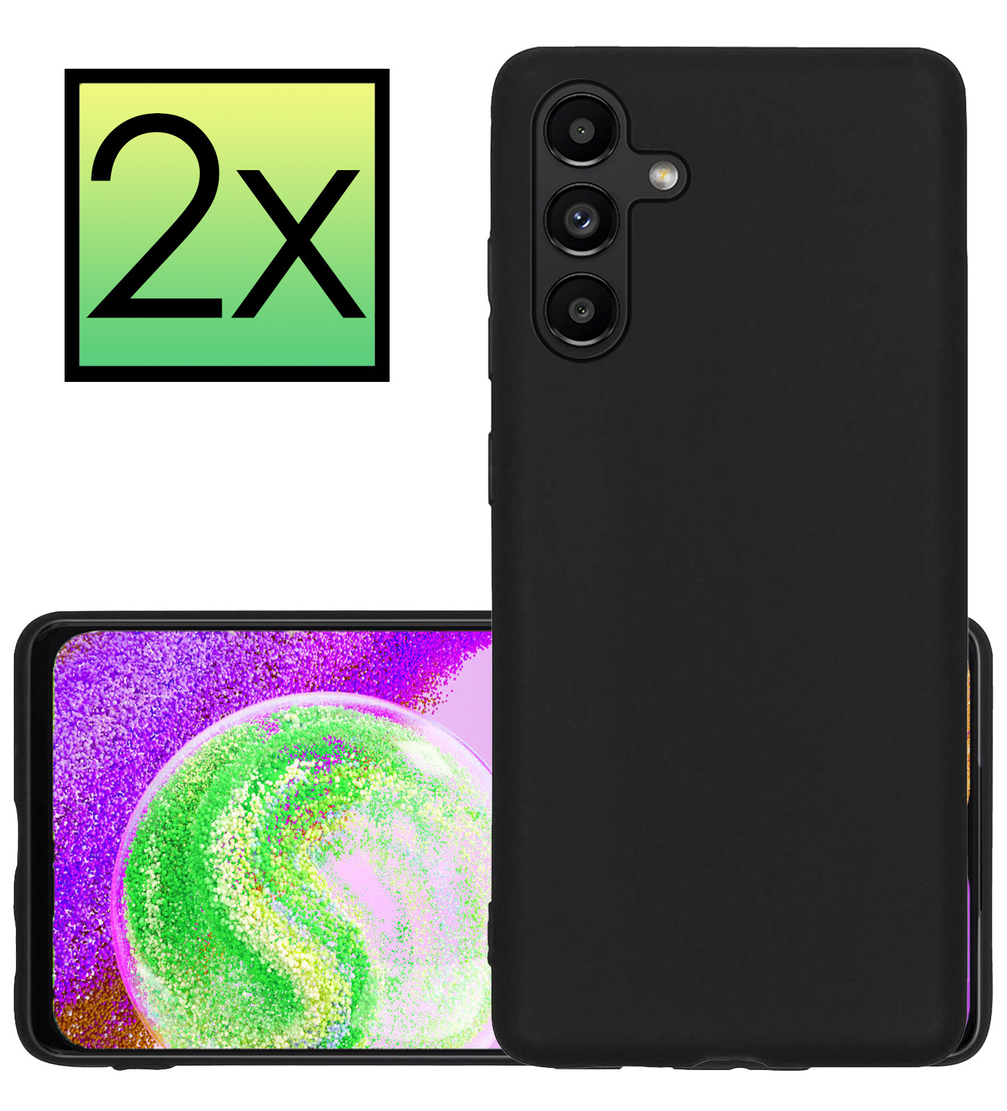 NoXx Hoes Geschikt voor Samsung A04s Hoesje Cover Siliconen Back Case Hoes - Zwart - 2x