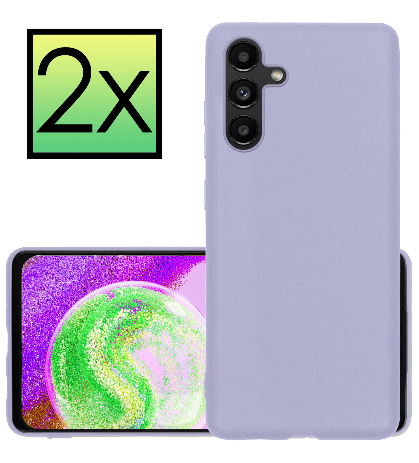 NoXx Hoes Geschikt voor Samsung A04s Hoesje Cover Siliconen Back Case Hoes - Lila - 2x