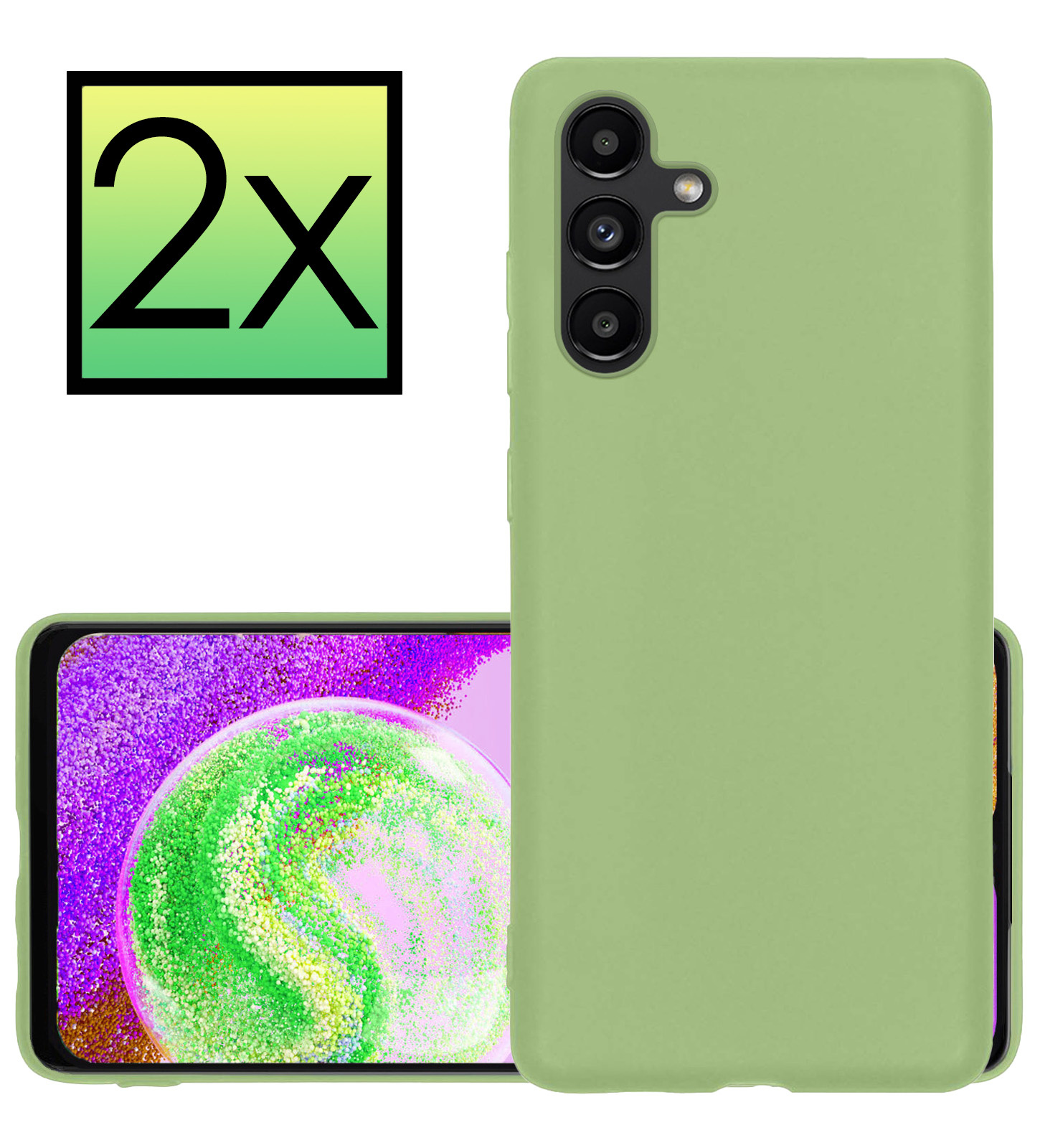 NoXx Hoes Geschikt voor Samsung A04s Hoesje Cover Siliconen Back Case Hoes - Groen - 2x